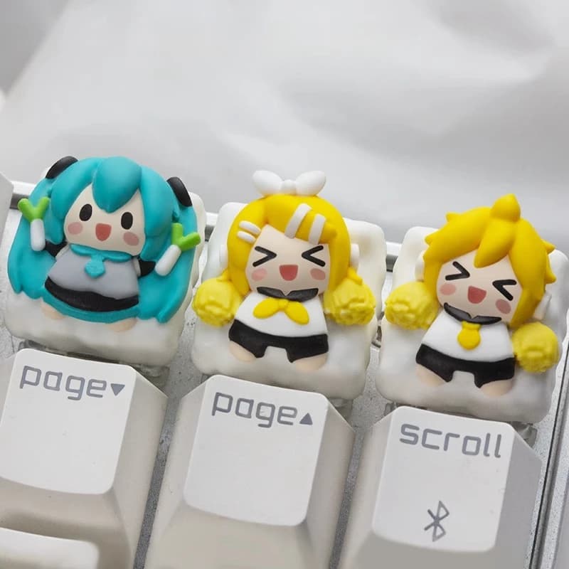 Kawaii Anime Keycap Cosplay Hatsune Miku Tema di animazione Q Versione Resina Arte Tastiera meccanica Copritasto Regalo