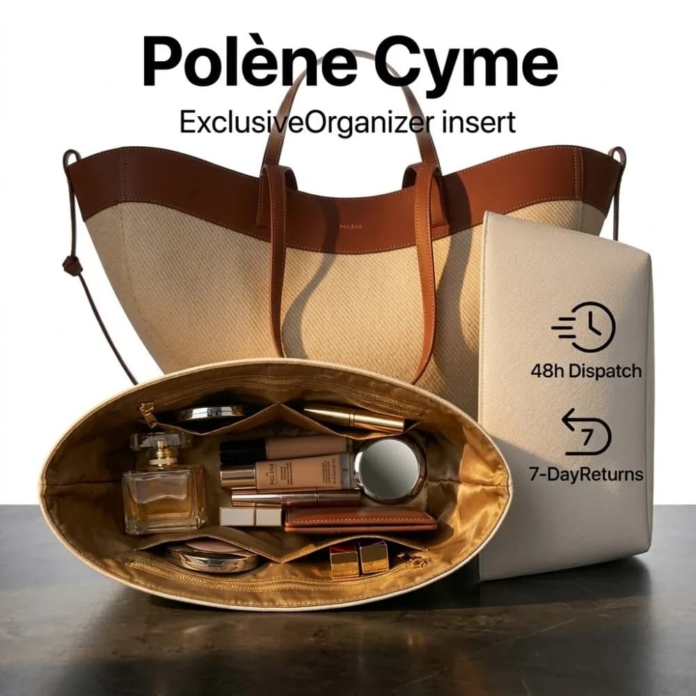 Premium organizer insert in Tyvek suitable for Winged Tote Bag Shaper, ultralight inner case, scratch resistant, to store make-up.