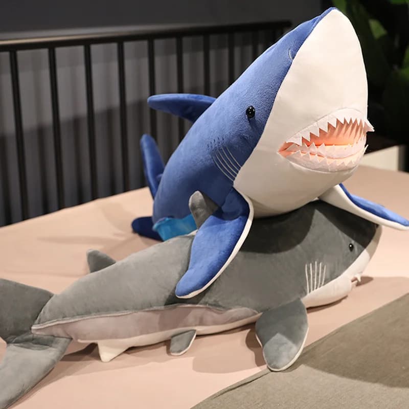Peluche Megalodon 60/90/110/130cm, Pupazzo Squalo Morbido, Cuscino Squishy, Decorazione per Divano e Camera, Giocattoli Creativi, Regali di Compleanno