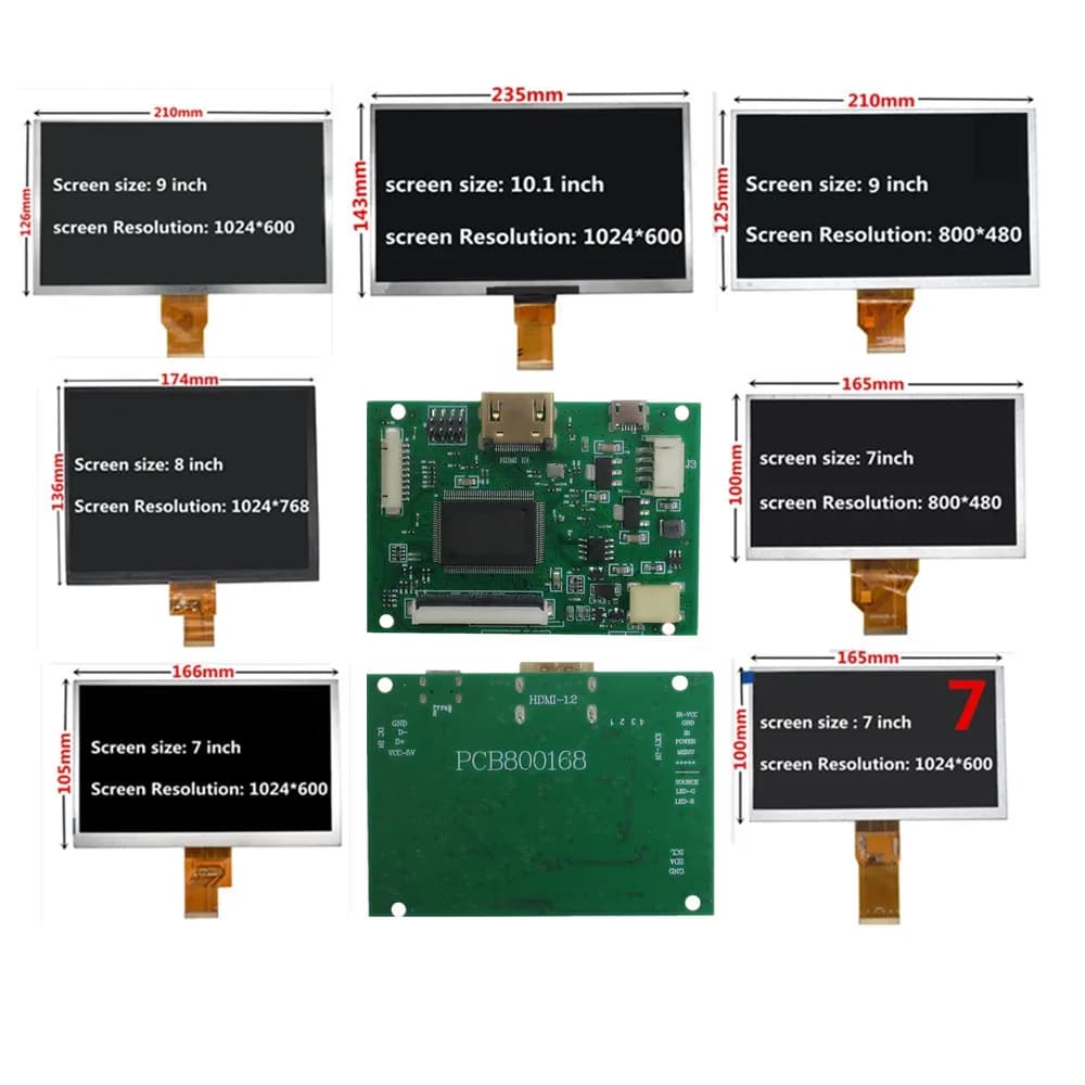 Kit scheda driver display LCD schermo da 7/8/9/10.1 pollici compatibile HDMI Raspberry Pi/PC/notebook Monitor portatile multifunzionale fai da te