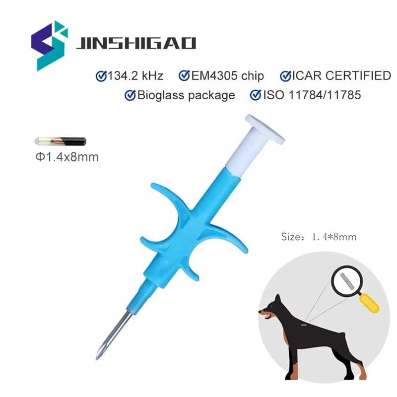 10 pcs Animal EM4305 Microchip International Standard 134.2 KHz FDX-B Pet Siringa Identification Chip for Cat Dog