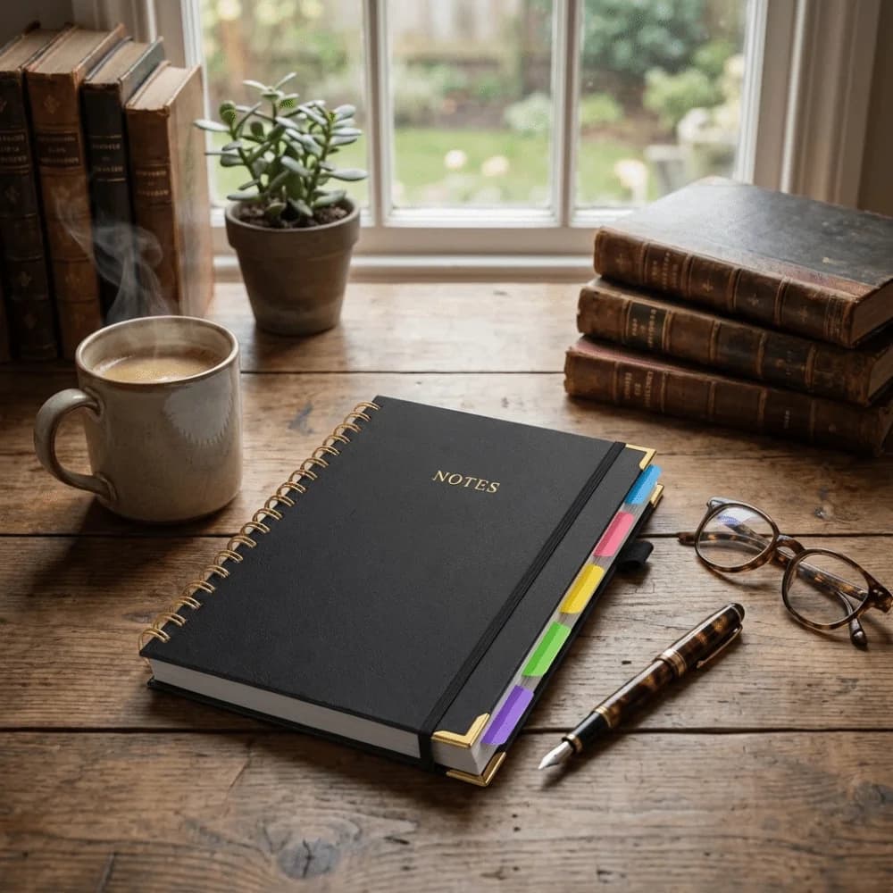 300 Pages PU Leather Notebook Thick Paper Smooth Writing Twin Coil Binding 360° Folding No Ink Bleed Paper Journal