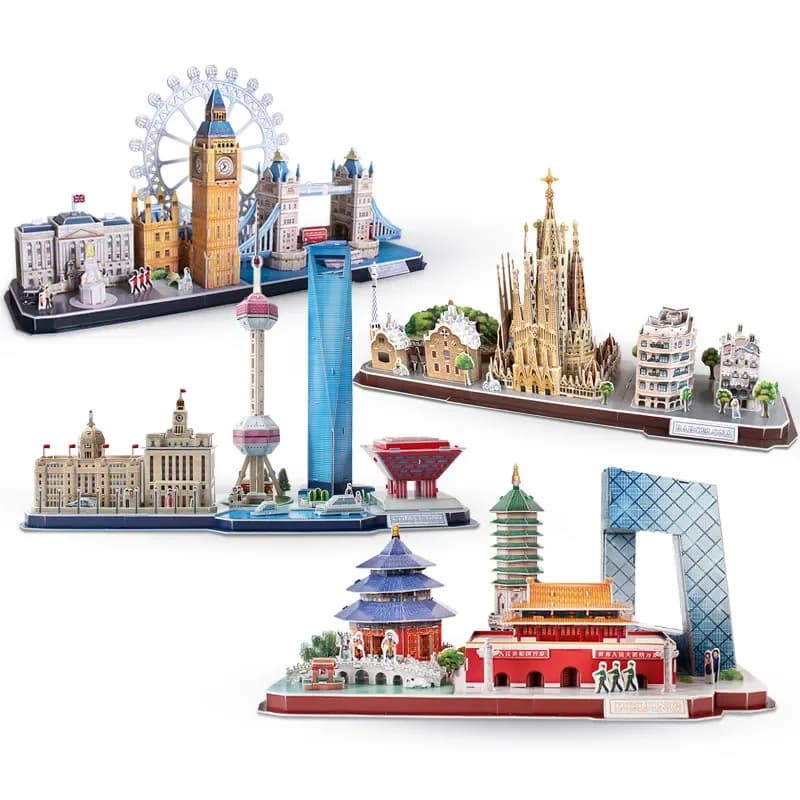 Gioco di puzzle 3D Giocattolo fai da te Modello in miniatura di carta Città Londra Parigi New York Mosca Famoso edificio Assemblare Giocattoli di gioco per i regali dei bambini
