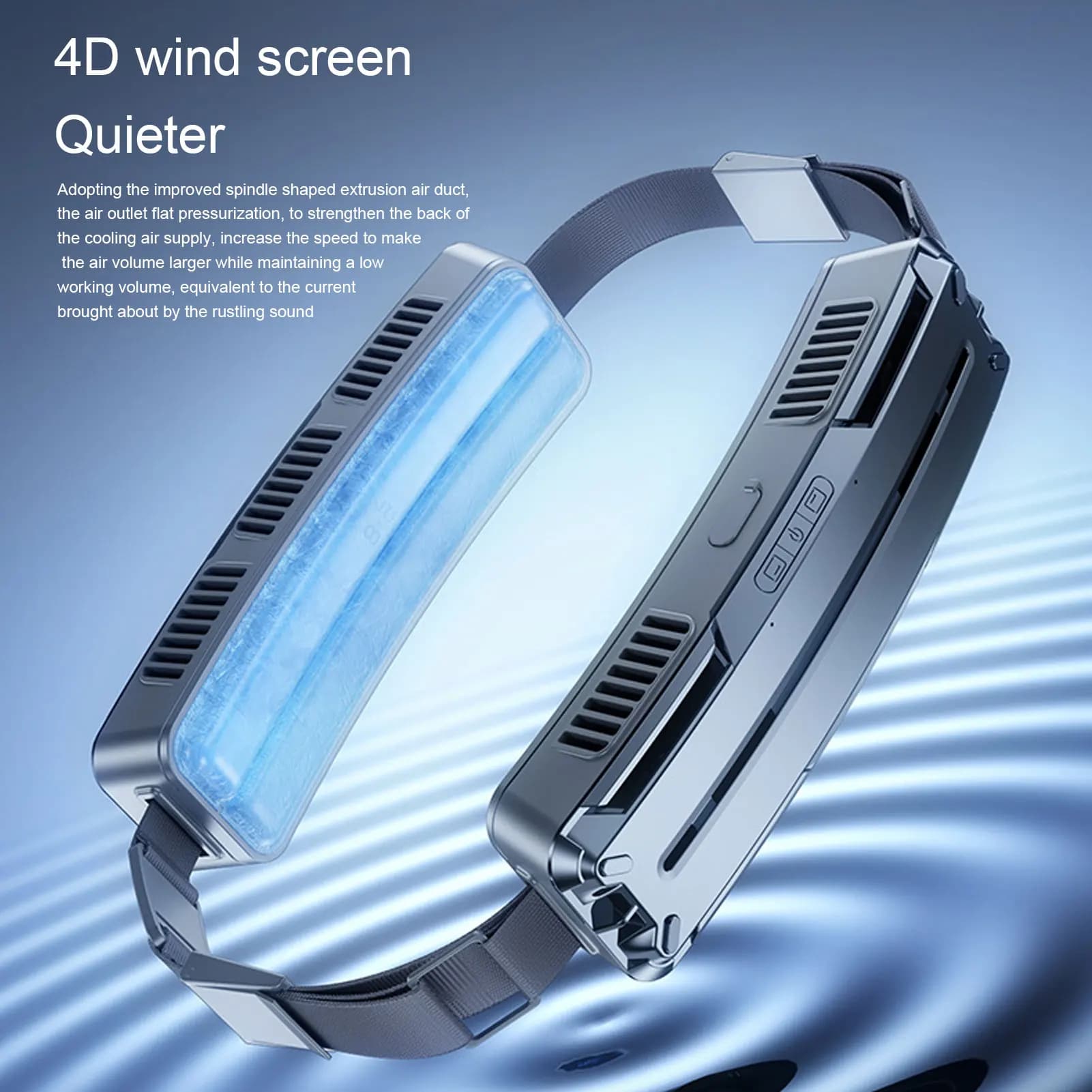 Ventilatore da cintura indossabile Ventilatore da cintura ad angoli larghi efficiente con impacco di ghiaccio regolabile multifunzionale a 3 velocità per sport all'aria aperta
