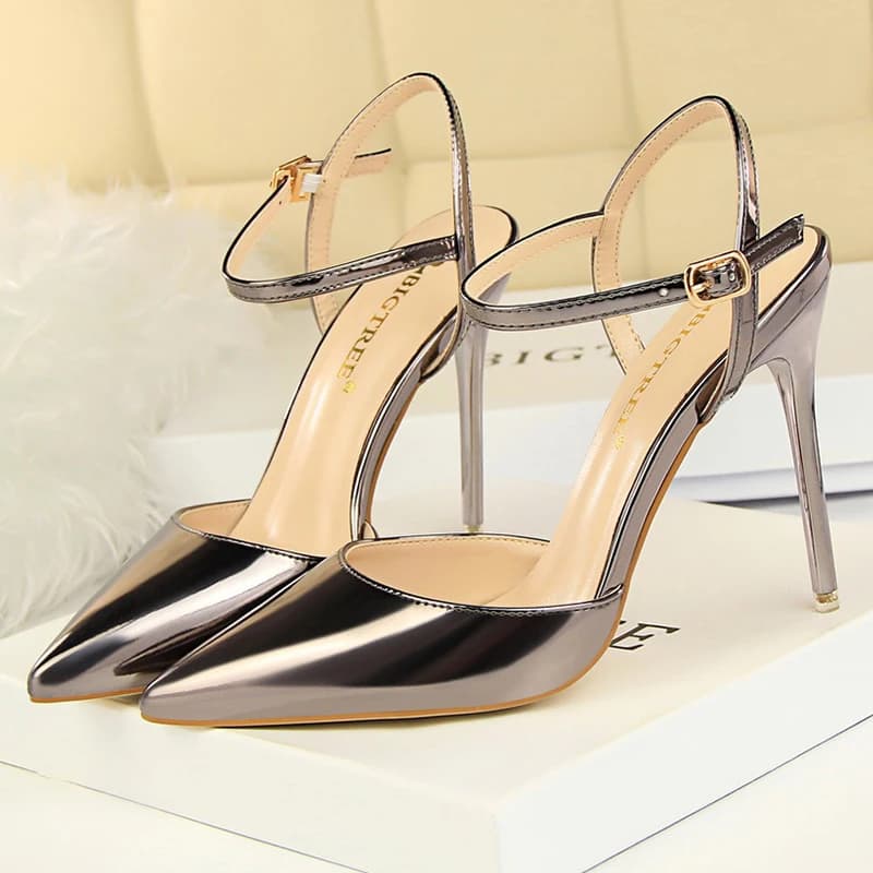 Scarpe da Donna Stile Street con Punta a Spillo in Bronzo, Sandali Estivi Chic con Tacco Alto 10,5 cm, Eleganti Scarpe da Cerimonia Femminili