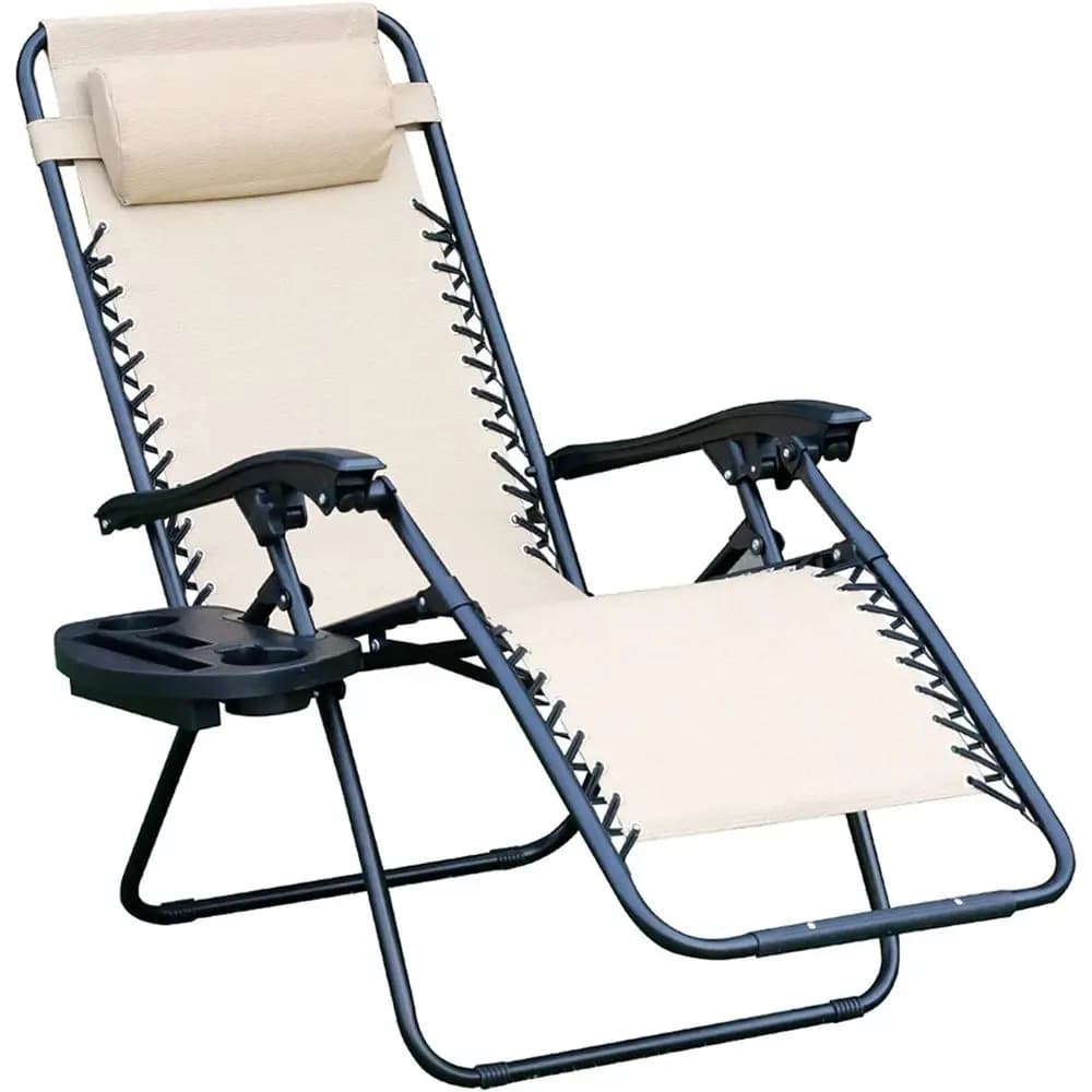 Space-Inspired Reclining Lawn Chair with Detachable Cushion and Side Table