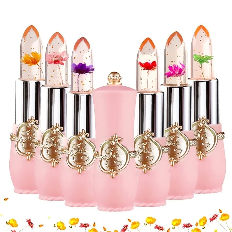 Rossetto in gelatina di fiori di cristallo, balsamo per labbra nutriente a lunga durata Labbra idratante Temperatura Cambia colore Lucidalabbra