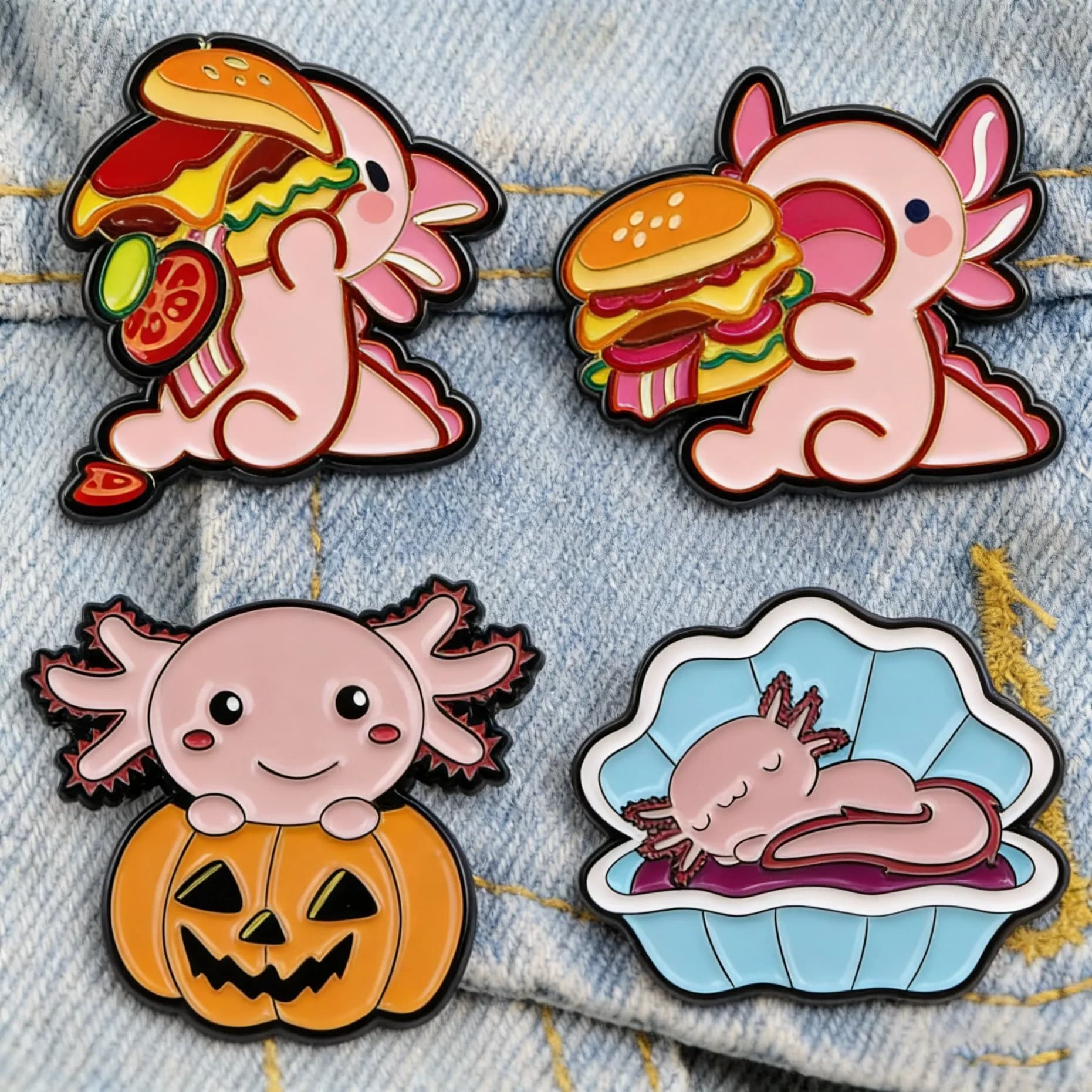 Graziose spille smaltate a forma di axolotl, spille rosa kawaii per zaini, distintivi da risvolto, accessori per abbigliamento e borse, regalo per gli amanti degli animali