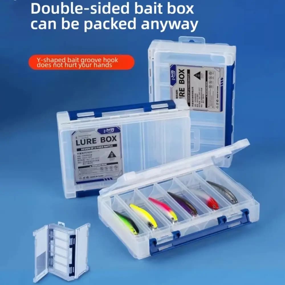Sports plastic fishing bait equipment box Transparent equipment box for fishing baits with 12 grids External bait case