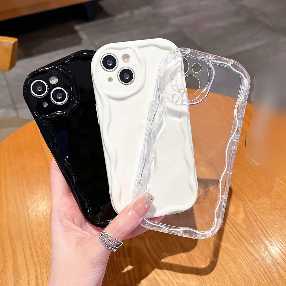 Rounded Wavy Border Phone Case For iPhone 17 Pro Max 15 11 16 13 14 12 8 7 Air XR X XS Soft Silicone Shockproof Protective Cover