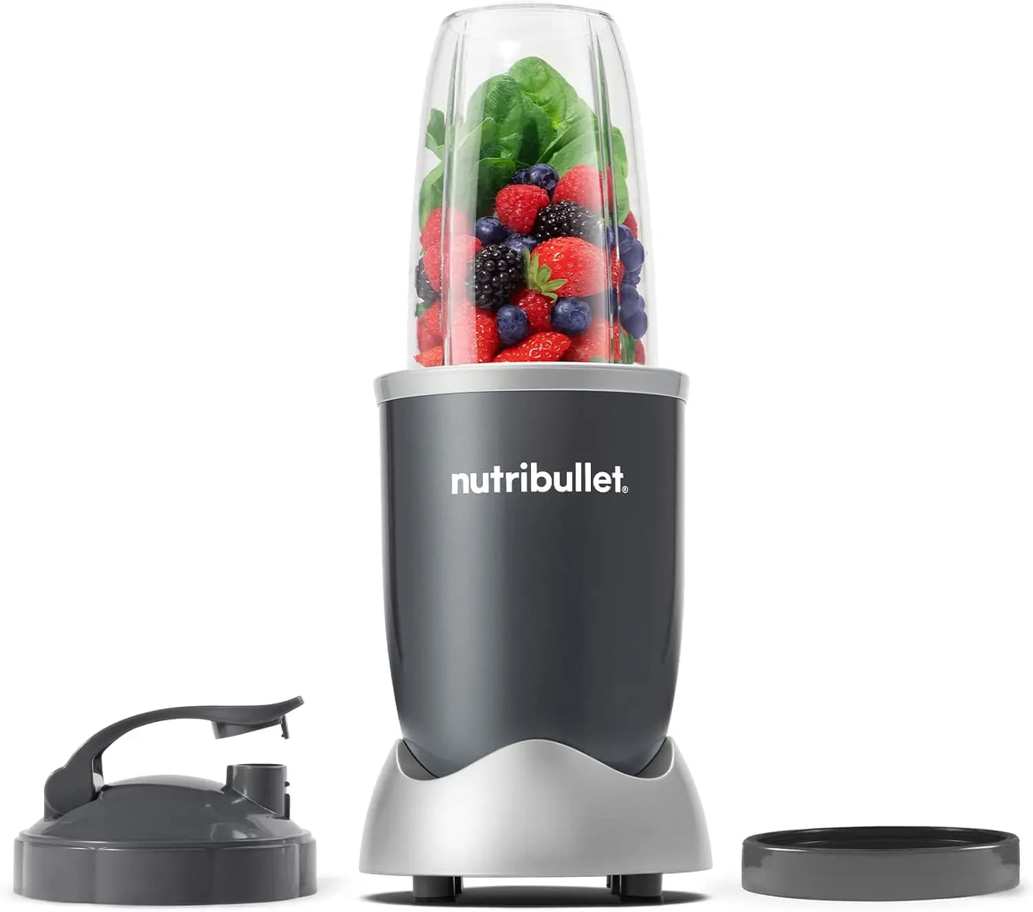 Frullatore personale per frullati, smoothie, preparazione alimenti e miscelazione di ingredienti congelati - 24oz, 600W, Grigio