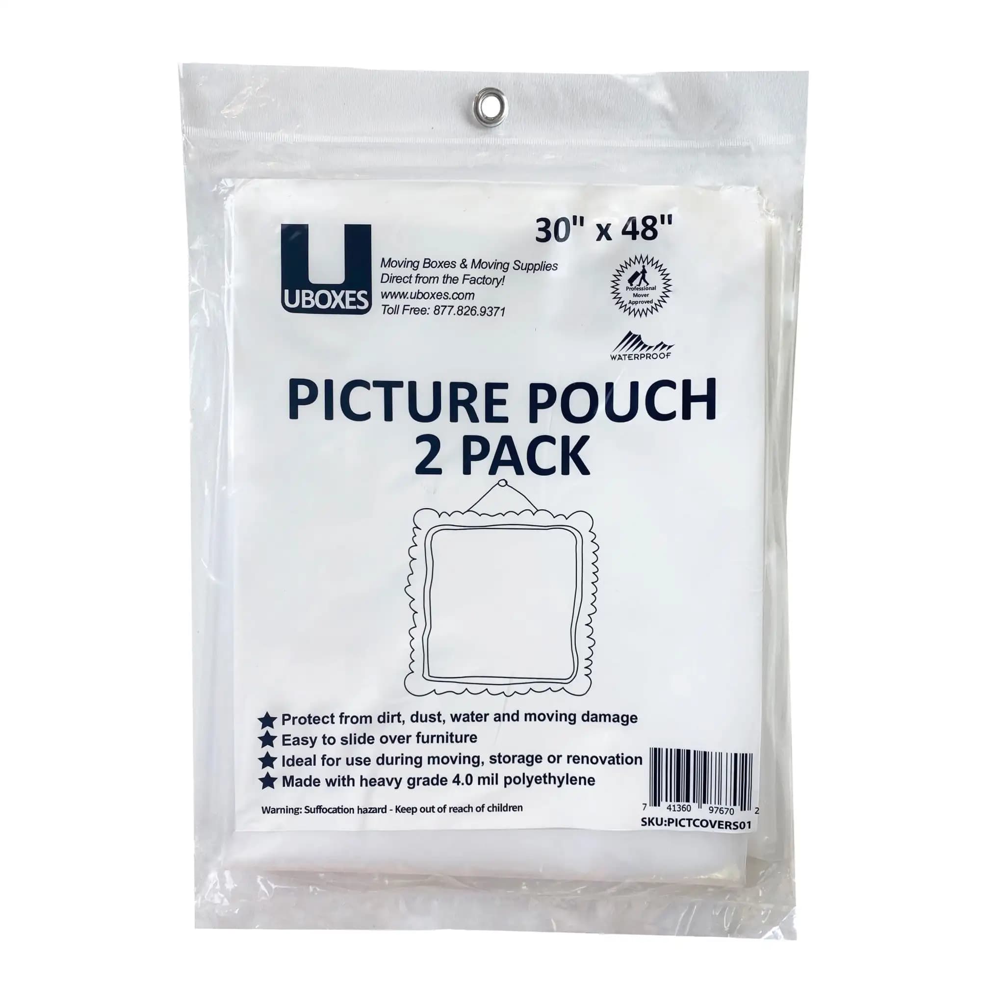 New 2 Pouches Picture Moving Storage Bags 30 Inch by 48 Inch Dustproof Moisture Resistant Artwork Photo Frame Protector Covers