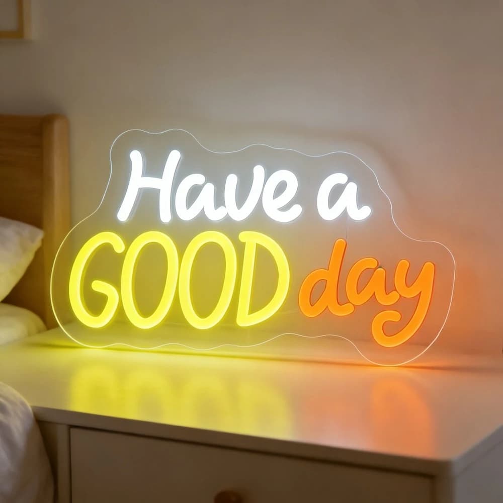 Insegna Luminosa LED Multicolore 'Have a GOOD Day' per Camera da Letto, Soggiorno, Caffetteria, Decorazione con Messaggio Positivo, Regalo, Illuminazione Calda