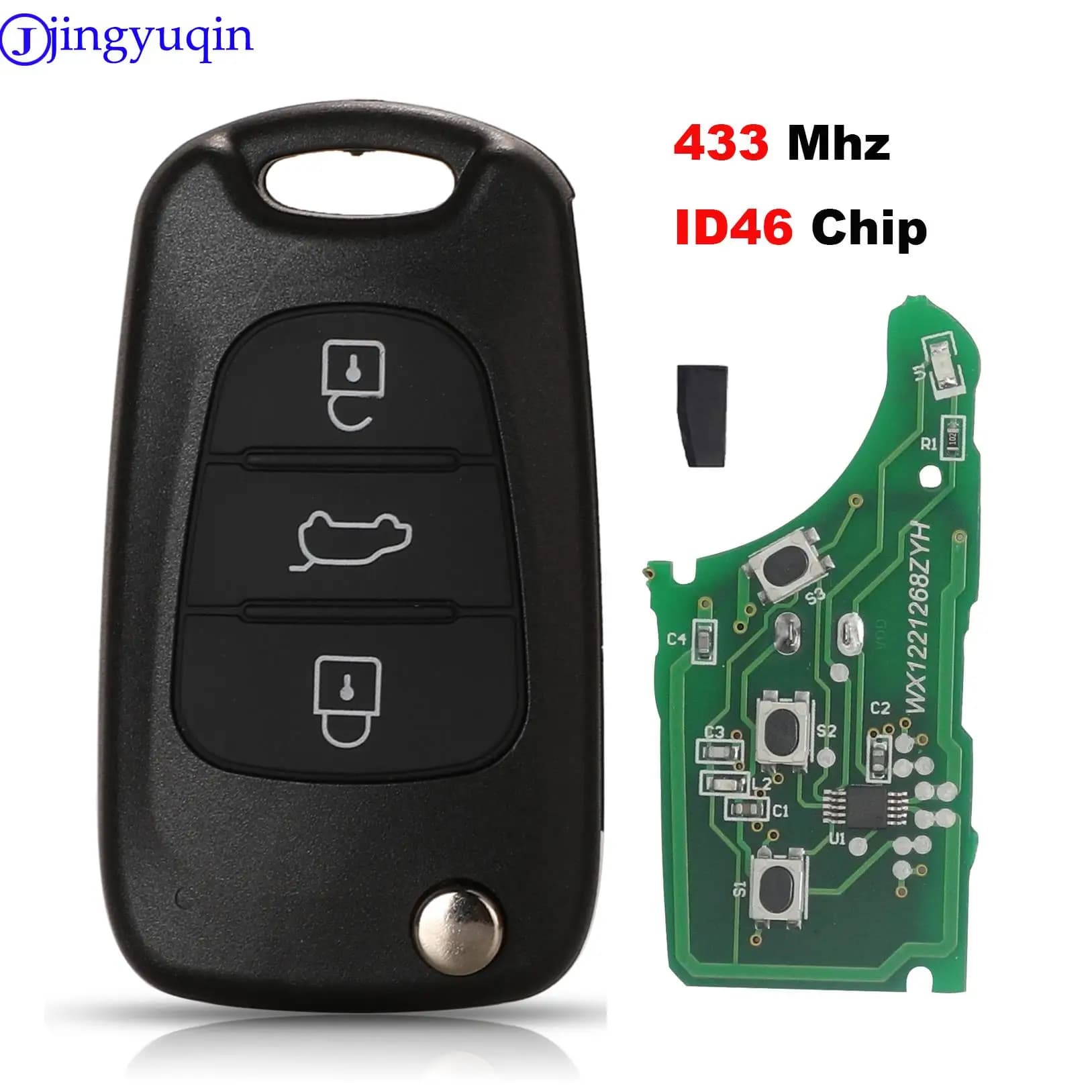 Jingyuqin Per Hyundai I20 I30 IX35 Avante fit Kia K2 K5 Sportage 433Mhz ID46 Chip 3 Bottoni Flip Pieghevole Auto Chiave A Distanza Fob