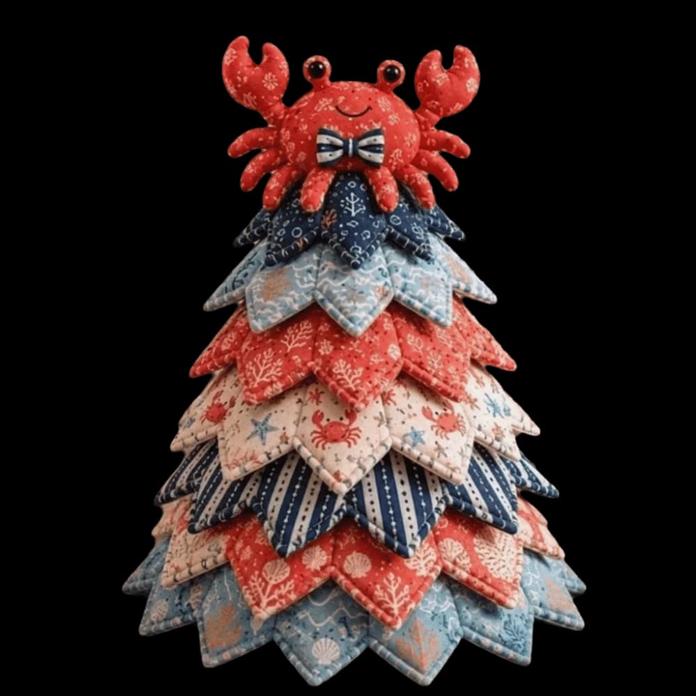 Handmade Marine Animal Patchwork Set Layered Dolphin 3D Christmas Tree Kit Crab Cartoon Hand Sewing Christmas Tree Ornament