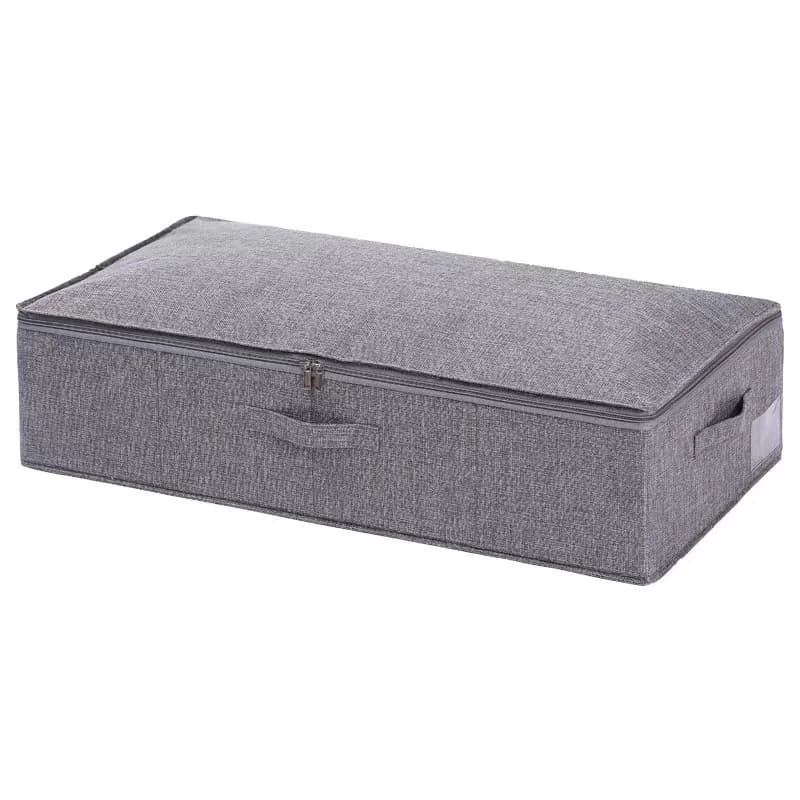 Scatola Pieghevole in Cotone e Lino per Organizzazione Sotto il Letto con Doppia Cerniera per Vestiti e Coperte