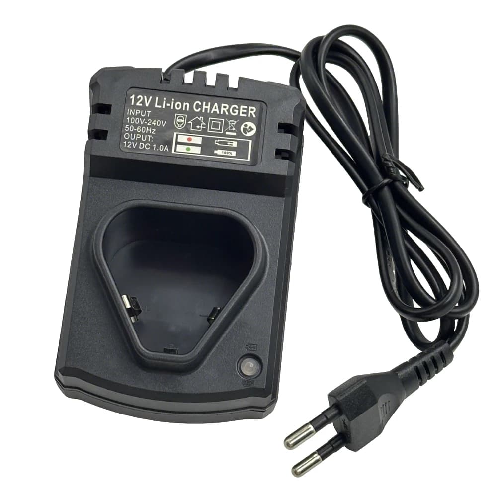 Parte dell'utensile elettrico Supporto per caricabatterie ricaricabile agli ioni di litio DC 1.0A 100-240V Nero per cacciavite agli ioni di litio 12V per trapano elettrico al litio