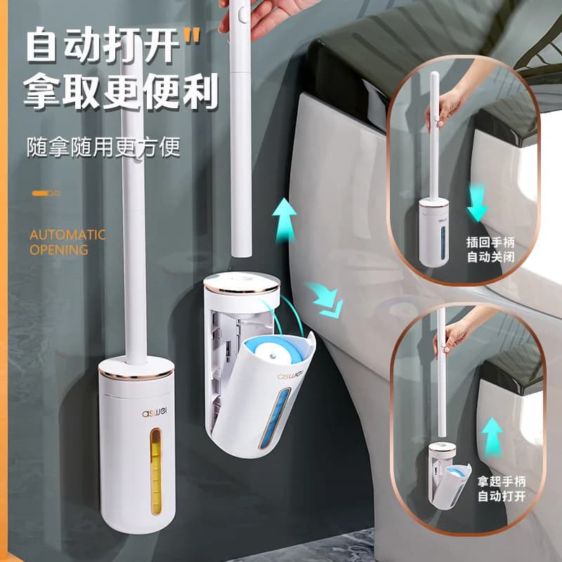 Disposable toilet brush for home use, cleans every corner of the toilet; scented wall‑mounted design with disposable replacement