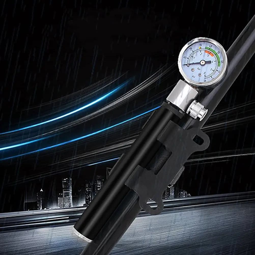 Bike Pump Portable High Pressure Iron Barrel Mini Frame to Floor Pump Easy Engaged Shrader Lever Precise Air Pressure Control