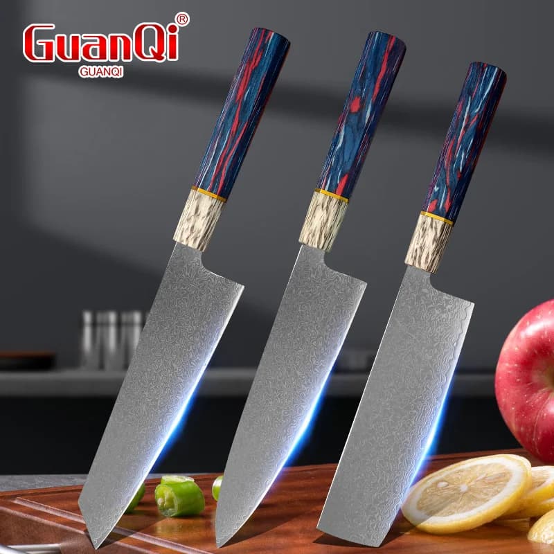 Professional Kitchen Knife Meat Slicing Chef Cleaver Japanese Damascus Steel Knife Wood Handle Fruit Fish Butcher Cooking Knife