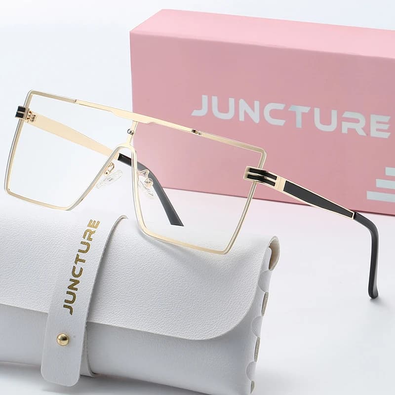 JUNCTURE Occhiali da sole da donna alla moda Occhiali da sole con montatura grande in metallo Occhiali da donna sfumati Regali per le feste Occhiali da sole per le donne
