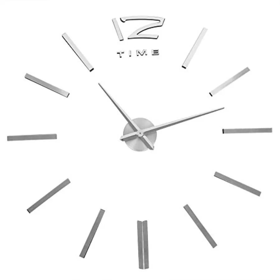 Orologio da Parete 3D Moderno Fai-da-Te, Adesivi Murali a Specchio Senza Cornice, per Soggiorno, Camera da Letto, Ufficio, Cucina, Bar, Argento