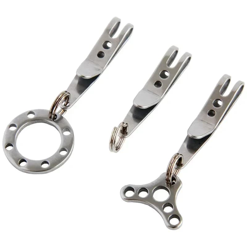 Tasca multiuso Borsa in acciaio inossidabile Cintura in vita Clip per appendere Mini fibbie per chiavi in metallo Clip da tasca Moschettone Gadget da esterno
