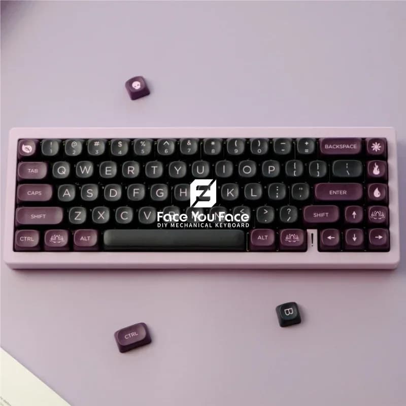 129 keys/set Black Lotus MOA Profile PBT Sublimation dyeing cups for MX Switch Gaming Wireless mechanical keyboard Keycap