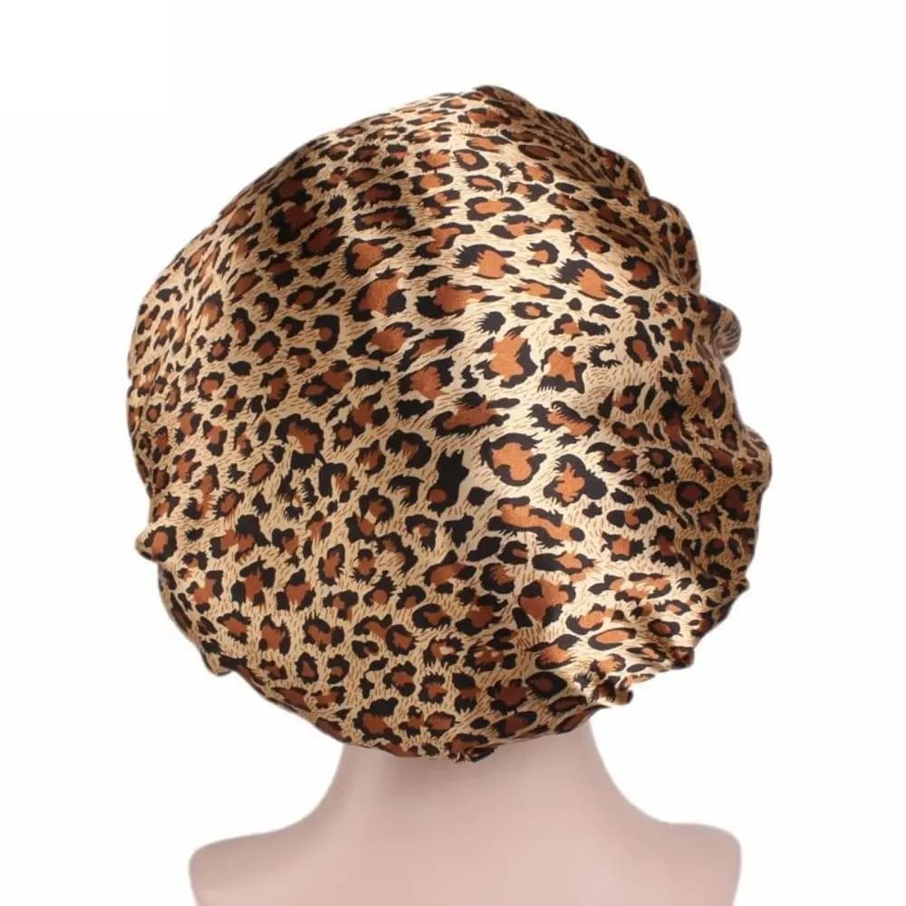 Soft Floral Pattern Satin Sleep Bonnet Elastic Wide Band Hair Loss Cover Bath Hair Cap Head Wrap Islamic Turban Hat Makeup Tool