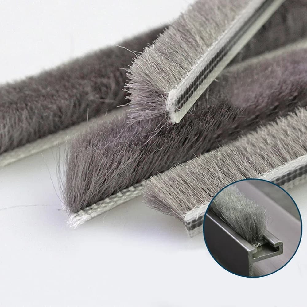 Weatherstrip Seal Strip Brush 10M Windproof Dus Sound Proof Strip Tape Card slot type Easy Cut Sliding Door Window Closet Strip
