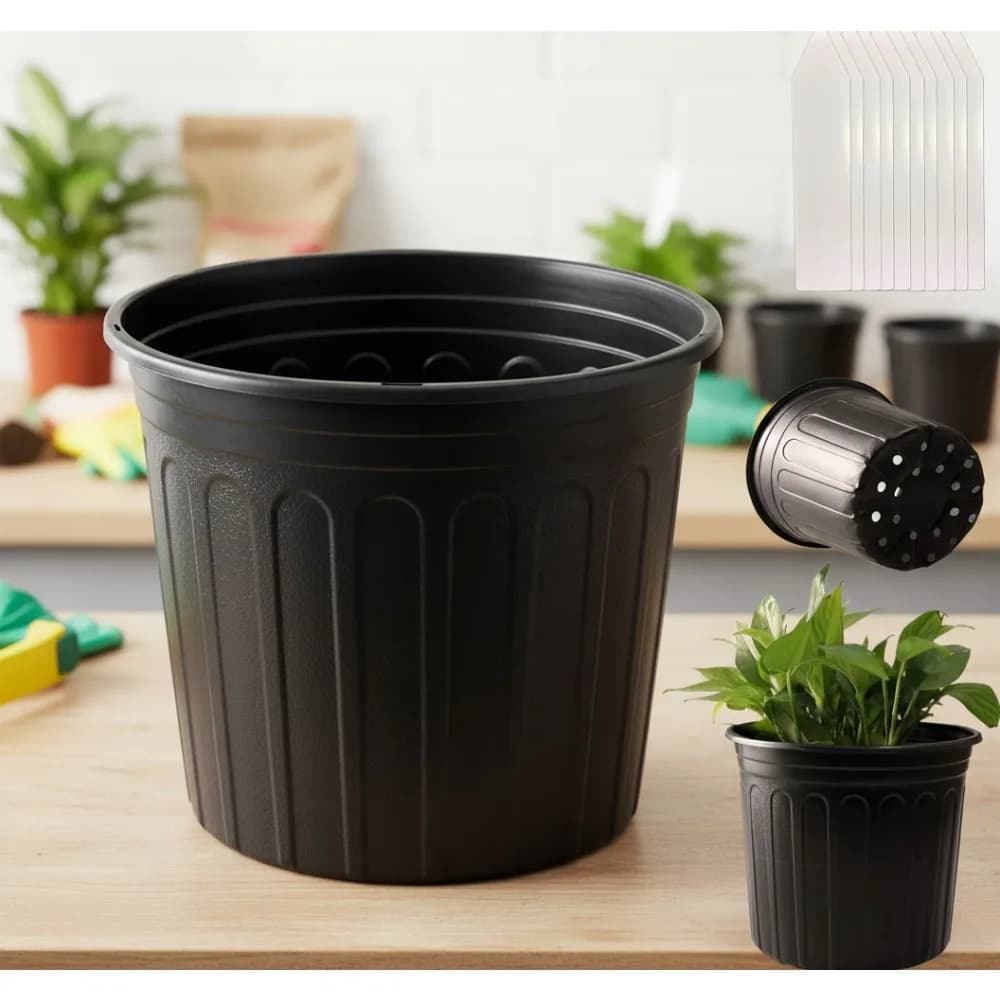 Confezione da 25 vasi flessibili da 3 galloni con fori di drenaggio - Contenitori riutilizzabili per vivai per giardinaggio interno ed esterno