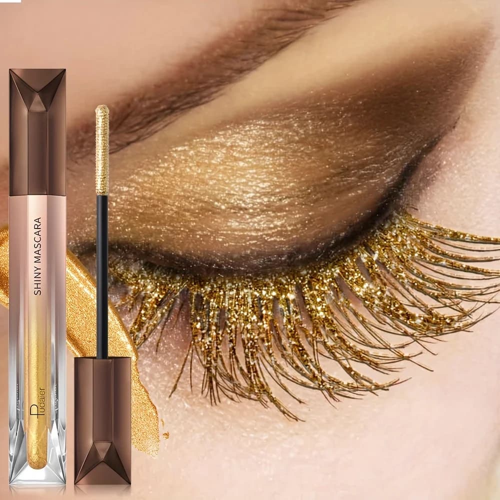 Waterproof Glitter Mascara, Long Life, Sparkling Mascara for Eyelashes Resistant to Sweat