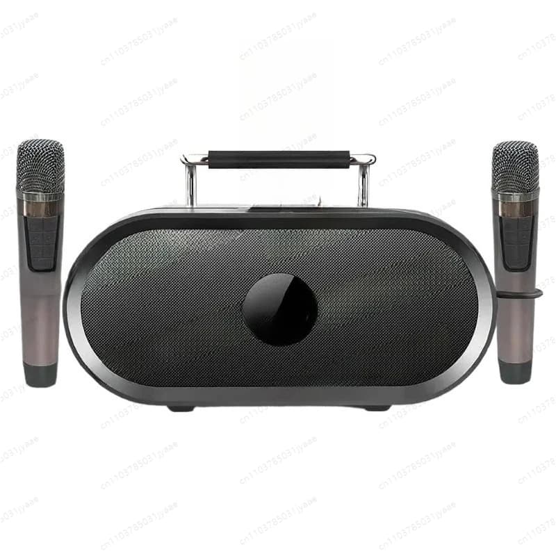 Macchina per karaoke K666 con bassi ricchi e profondi, suono potente, 2 microfoni wireless, batteria ricaricabile, 8 ore di riproduzione