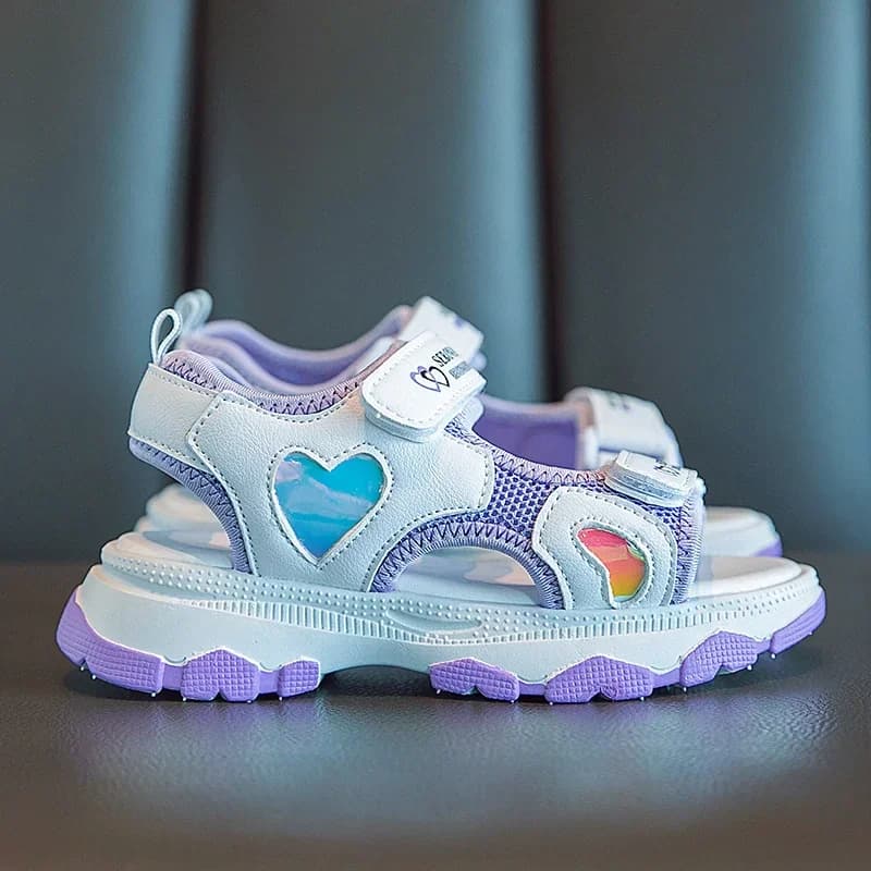 Scarpe da spiaggia per ragazze per le vacanze 2025 Nuovi sandali da principessa per bambini estivi Suola morbida antiscivolo Appartamenti per ragazze Colore caramella Resistente all'usura