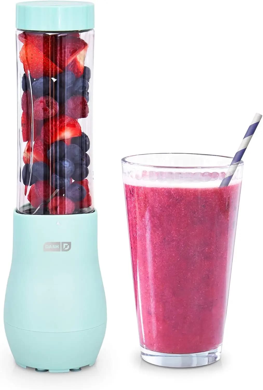Mighty Mini 10 ounces compact personal bottle blender with travel cover, Aqua