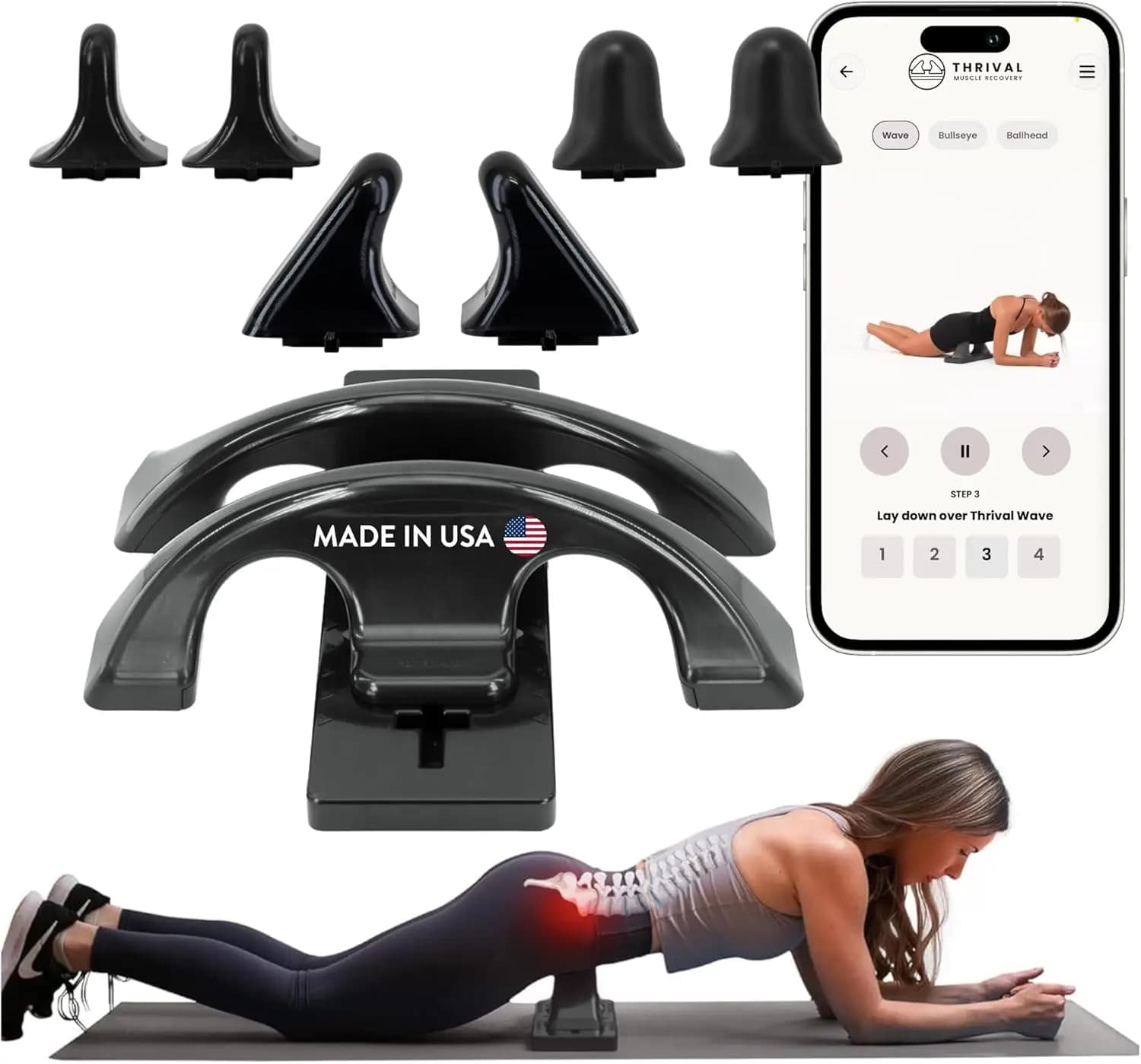 Strumento Regolabile per il Rilascio Muscolare per il Sollievo dal Dolore di Flessori dell'Anca, Schiena, Glutei e Collo con Supporto App