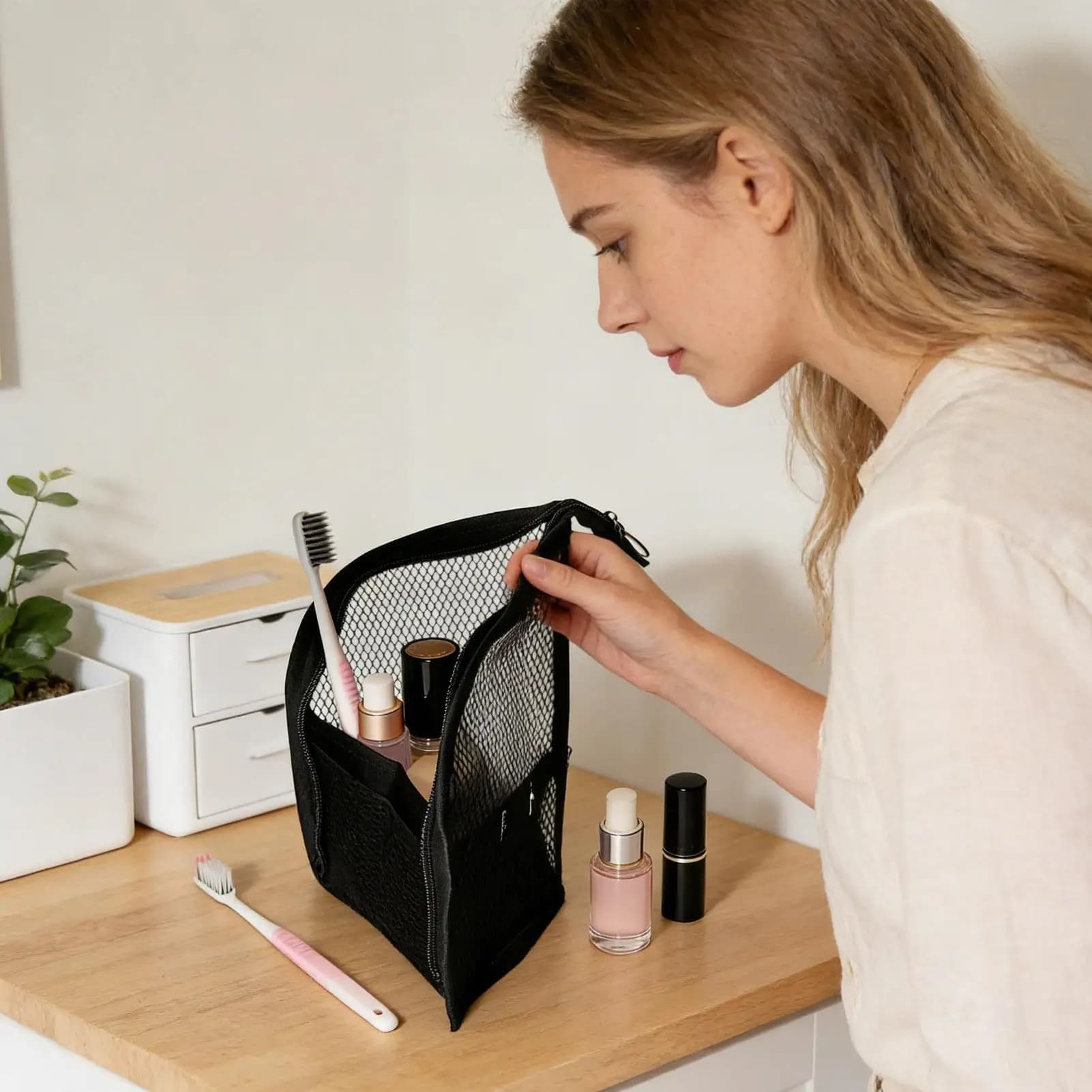 Astuccio porta spazzolino da denti impermeabile da viaggio con supporto per spazzolino, per donna, penna, bagno, hotel