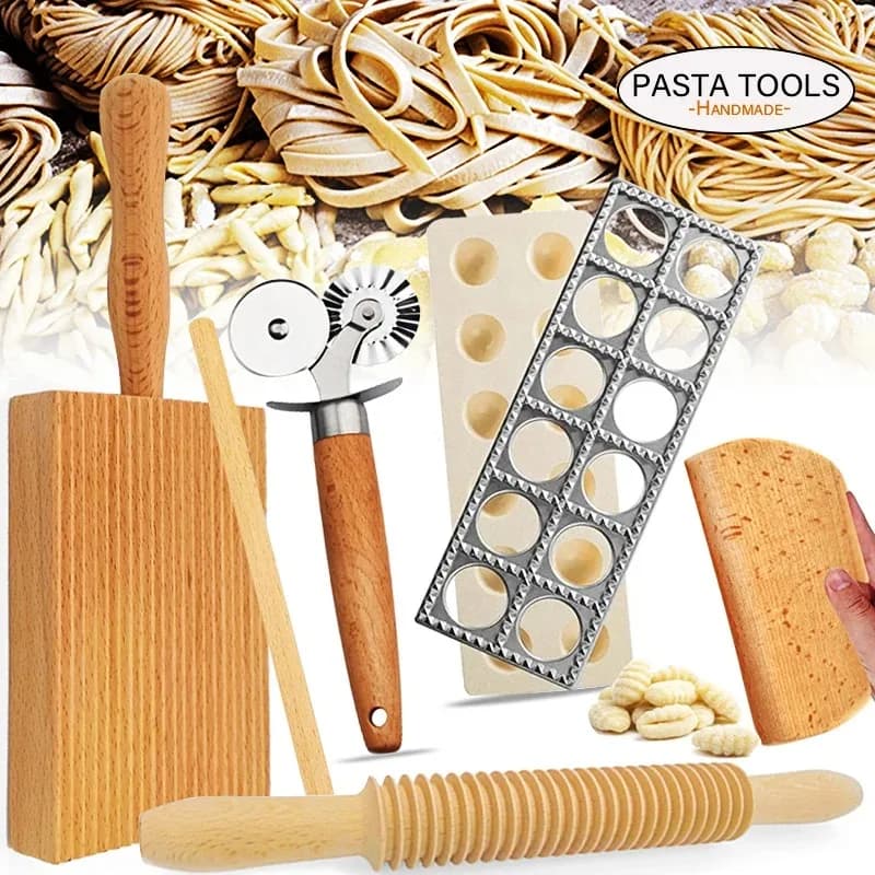Set di legno per gnocchi e burro, strumenti per la produzione di pasta italiana, taglierina per ravioli, per macchina per pasta fatta in casa Cavatelli Garganelli