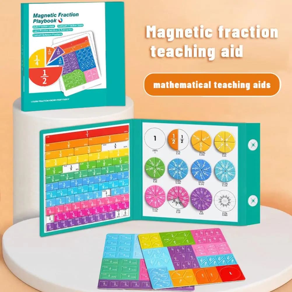 Libro didattico di matematica sulle frazioni con magneti per bambini, gioco educativo per sviluppare la logica, confrontare le dimensioni e convertire le frazioni, dai 3 anni in su