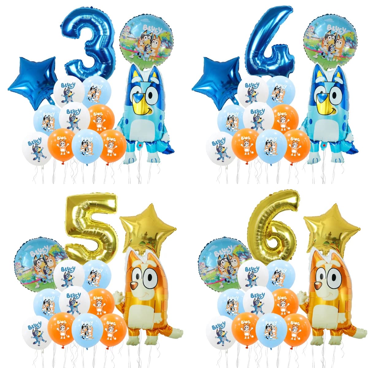 Set di 13 Palloncini Decorativi a Tema Bluey e Bingo, Palloncini Numerici, Decorazioni per Feste di Compleanno e Baby Shower