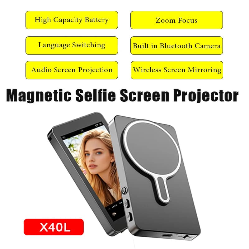 Display posteriore per selfie per telefono cellulare Dispositivo audio wireless sullo stesso schermo Proiettore per schermo selfie magnetico per fotografie selfie dal vivo