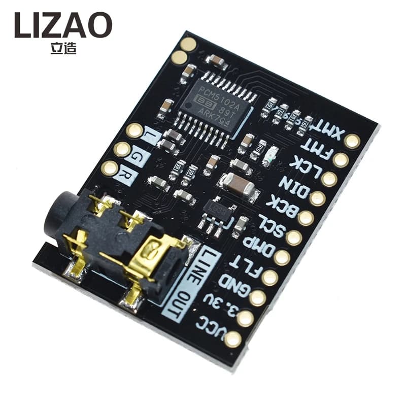 Modulo Audio HiFi 24-Bit LIZAO PCM5102 DAC con Interfaccia I2S, Scheda Audio pHAT per Raspberry Pi con Jack Stereo