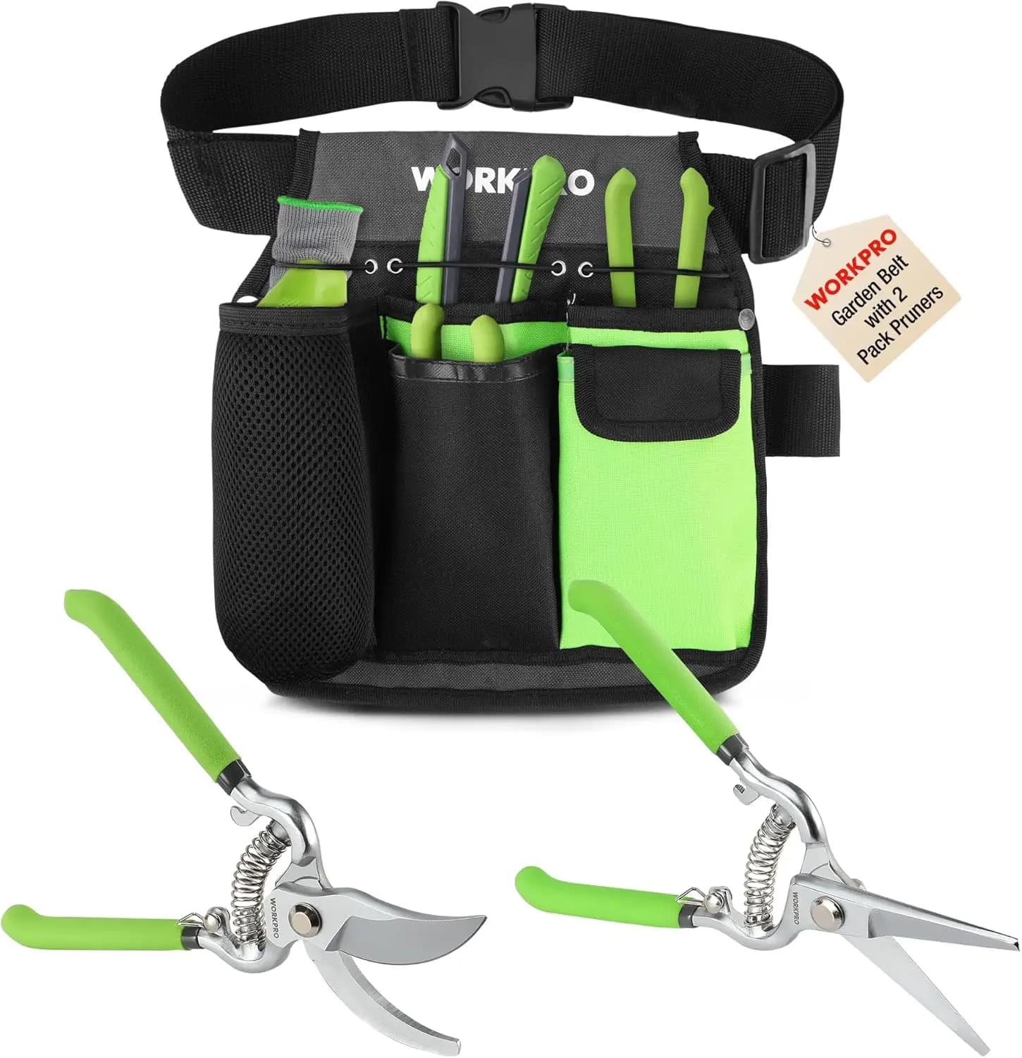 Set of 2 Power Scissors and Belt Door Garden Tools with Adjustable Life, 8-inch Bypass Scissors and Manual Power Adapter