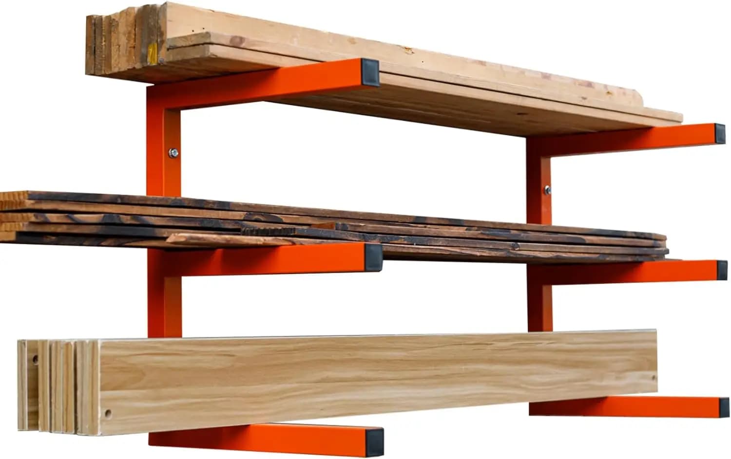 Scaffale Porta Legname da Parete, Organizzatore in Metallo Resistente per Legno con 3 Ripiani, Ogni Ripiano Sostiene Fino a 90 kg, Per Interni ed Esterni
