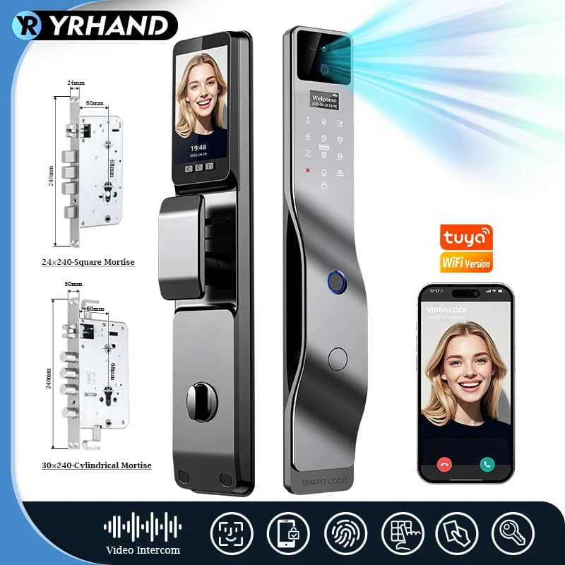 Tuya Smart Door Lock F7|Reconoscimento facciale 3D + telecamera 2K + impronta digitale|Funziona con Google/Alexa/telecamera di sicurezza