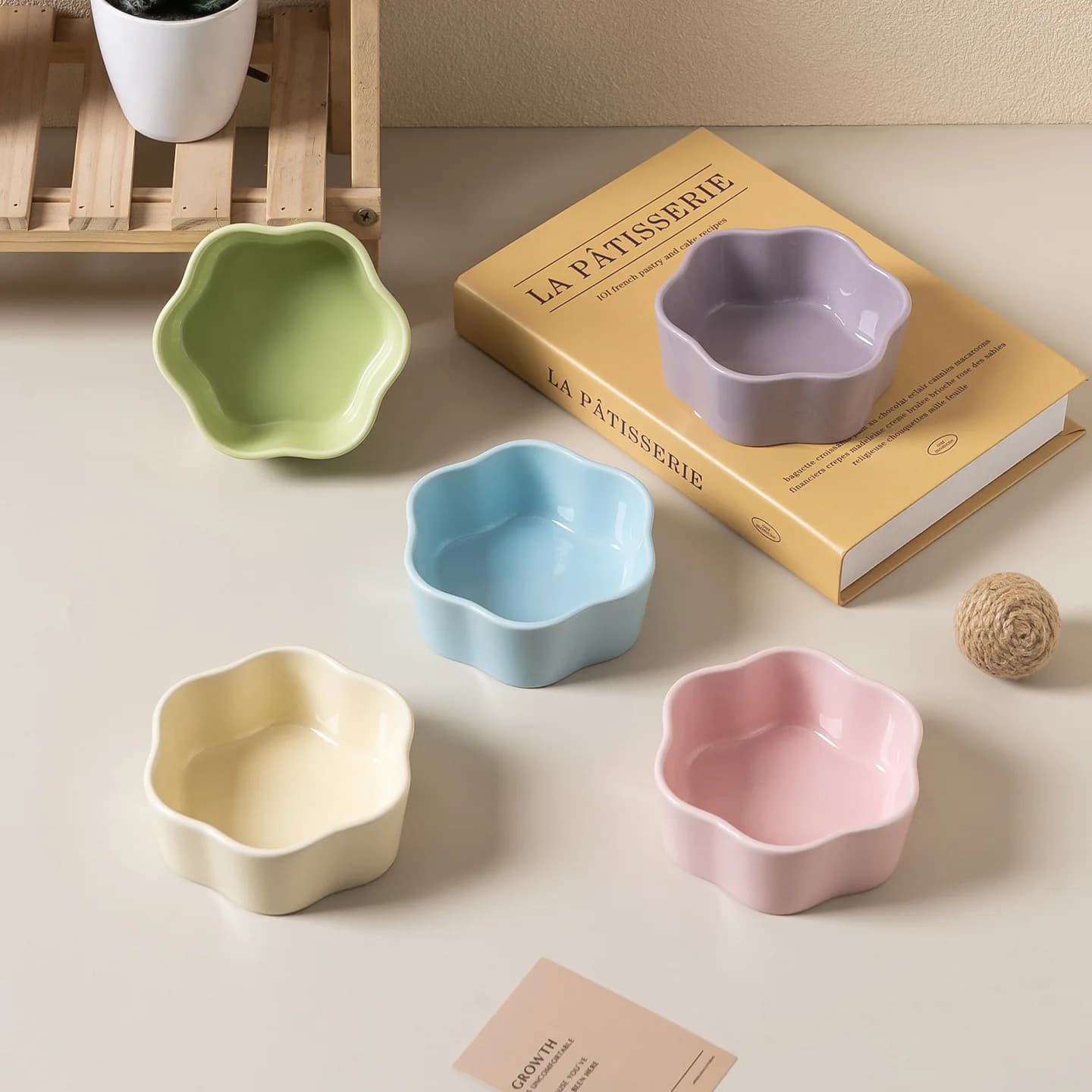 Ciotola in Ceramica per Animali Domestici Colore Morandi 11x11CM, Smaltata Liscia Facile da Pulire, Ciotola per Cibo e Acqua per Cani e Gatti, Arredamento Moderno per la Casa