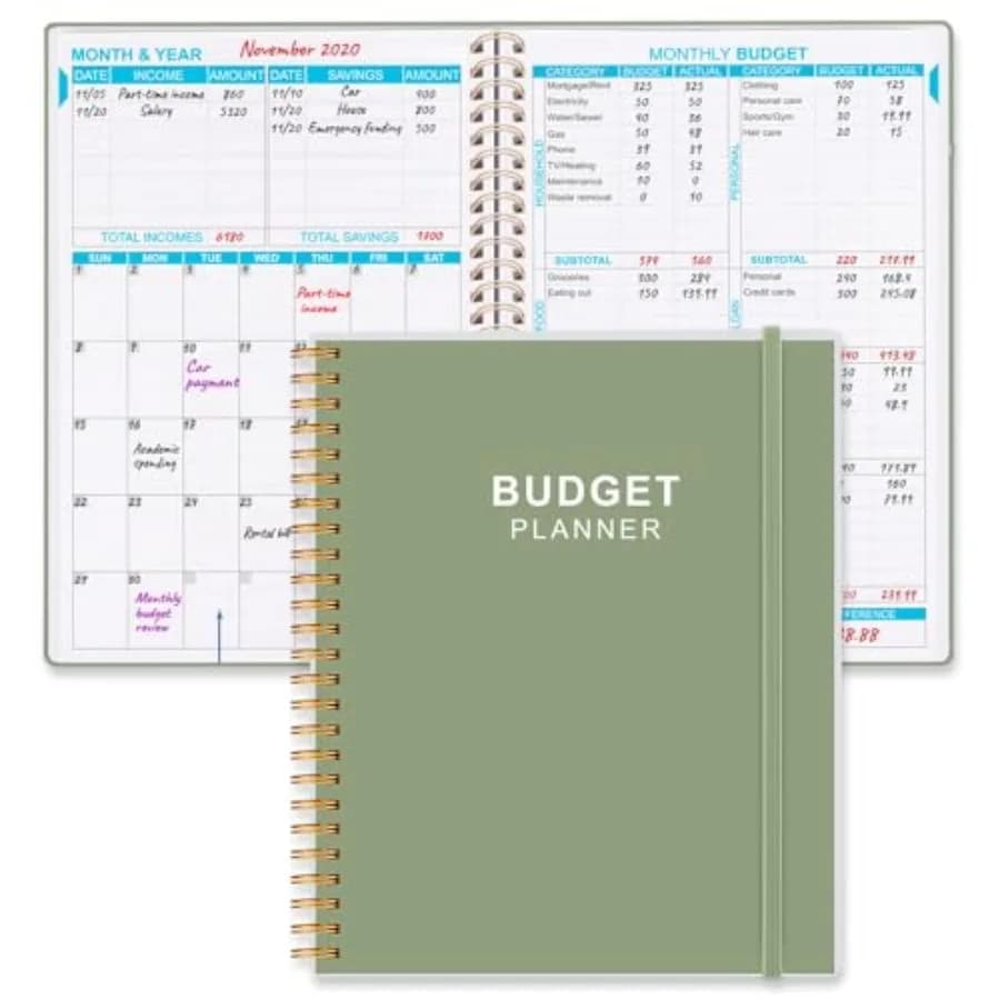 Agenda per la pianificazione del budget - Libro del budget mensile con taccuino per le spese, organizer di fatture non datato per 12 mesi e pianificatore finanziario per la gestione del tuo budget