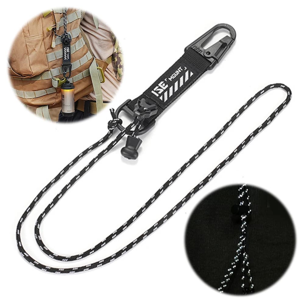 Camping Light Hanging Rope Adjustable Length Tent Lamp Strap with Hook Outdoor Multifunctional Webbing for Backpack Tent Canopy