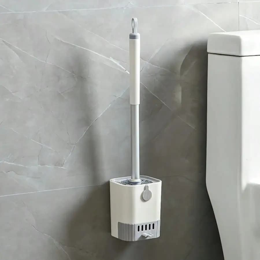 1 Set Of Toilet Brush And Holder Cover, Wall-Mounted Long-Handled Toilet Brush And Holder, Flexible Toilet Brush, Cleans Without Dead Corners, Bathroom Brush, Hotel Cleaning Supplies Set