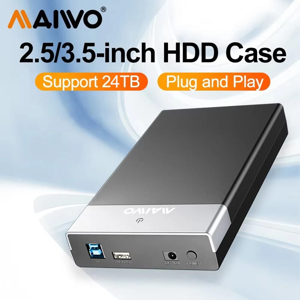 MAIWO custodia HDD da 2.5/3.5 pollici adattatore da SATA a USB 3.0 custodia per disco rigido esterno per custodia HDD disco SSD da 2.5 "3.5" per custodia per PC